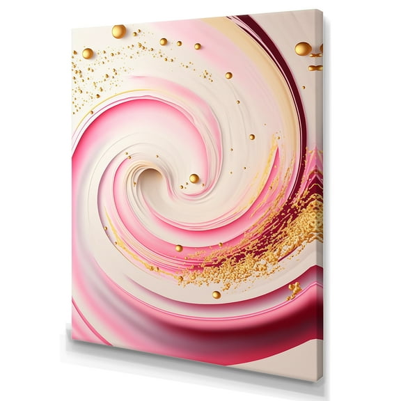 Designart Pink And Gold Abstract Circles I Canvas Wall Art