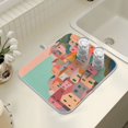 thumbnail image 4 of Yayeee Dish Drying Mat for Kitchen Counter 18" x 24" Microfiber Super Absorbent Coffee Decorative Pad, Cityscape Painting, 4 of 9