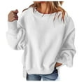thumbnail image 4 of Bmisegm Women Casual Crew Neck Splicing Design Loose Hoodie Top Womens Sweatshirts Without Hood for Everyday White L, 4 of 8