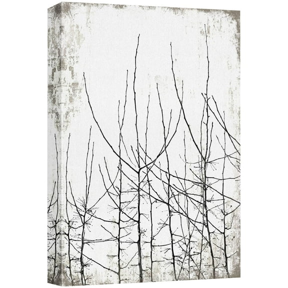 wall26 Canvas Print Wall Art Black & White Thin Tree Branch Silhouettes Nature Plants Digital Art Modern Art Rustic Dramatic Dark Duotone for Living Room, Bedroom, Office - 32"x48"