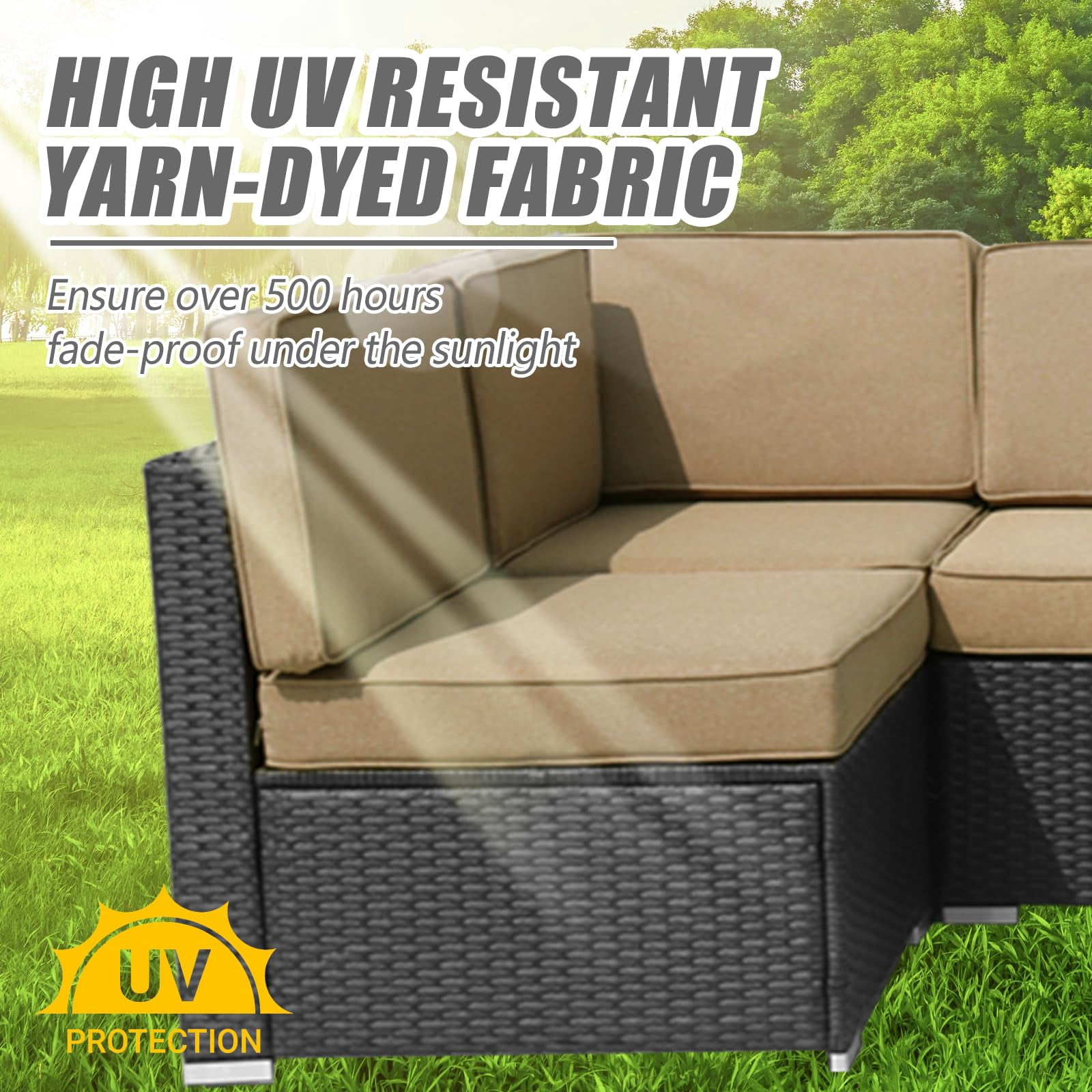 14 Pcs Patio Cushion Covers Replacement Outdoor Couch Cushions Covers Splashproof Sofa Slipcovers Set with Zippers,Patio Furniture Protector, Couch 3 Sizes, Covers Only