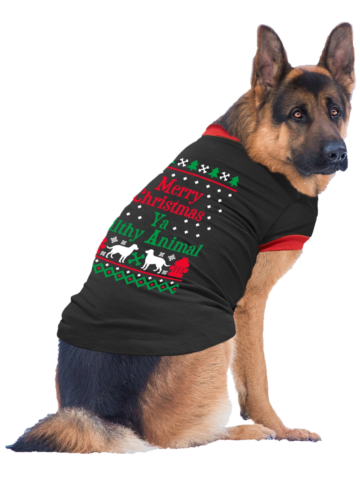 Vibrant Life Holiday Merry Christmas Ya Filthy Animal Dog T-Shirt Size Large