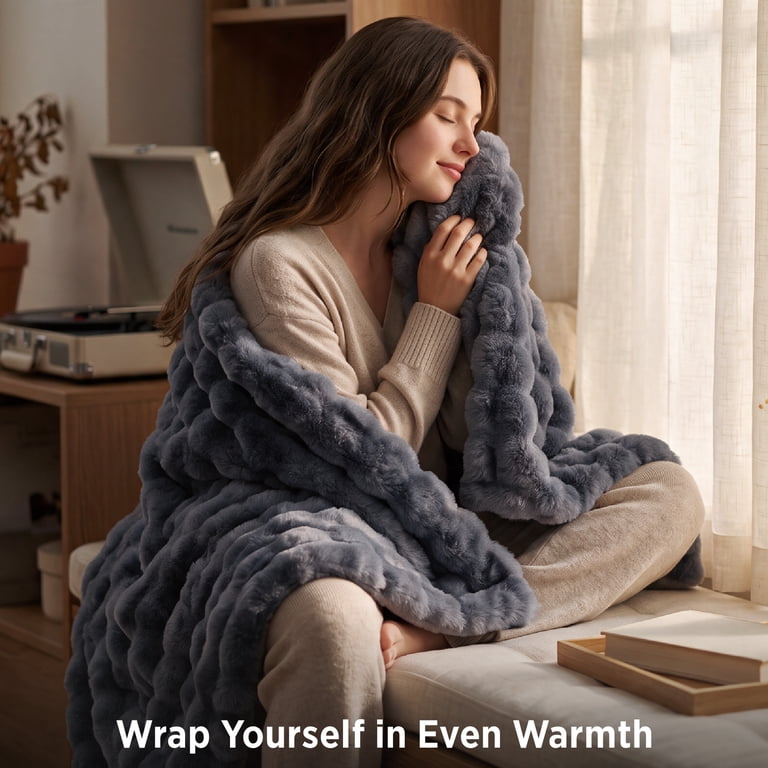 U by Bedsure Gentlesoft Fluffy Fleece Throw Blanket, 50x60" photo 4
