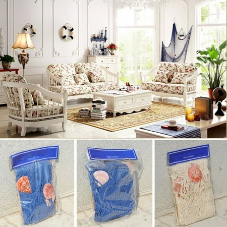 Rubber Fish Landing Net Fishing Net, Mediterranean Marine Style Fish Landing Net, Hand-Woven Float Shell Decorative for Fish Catching ()