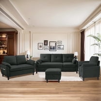 Soscana Living Room Furniture Set,Convertible Sectional Sofa with Storage Ottoman and Accent Chair and Loveseat,Modern Linen 6 Seat L Shaped Couch Sofa Set for Living Room,Office,Apartment,Studio