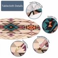 thumbnail image 3 of Retro Geometric Round Tablecloths Elastic Edged Tribal Navajo Triangular Square Boho Style Washable Reusable Tablecloths for Kitchen Picnic Party 40-44 inch, 3 of 6