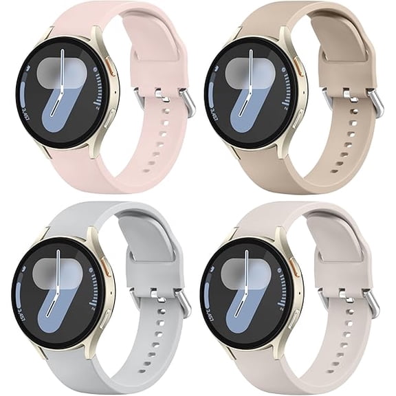 4 Pack Bands Compatible with Samsung Galaxy Watch 7 6 5 4 40mm 44mm/Watch 6 4 Classic/Watch 5 Pro/Active 2 Band, 20mm Silicone Strap for Women Men