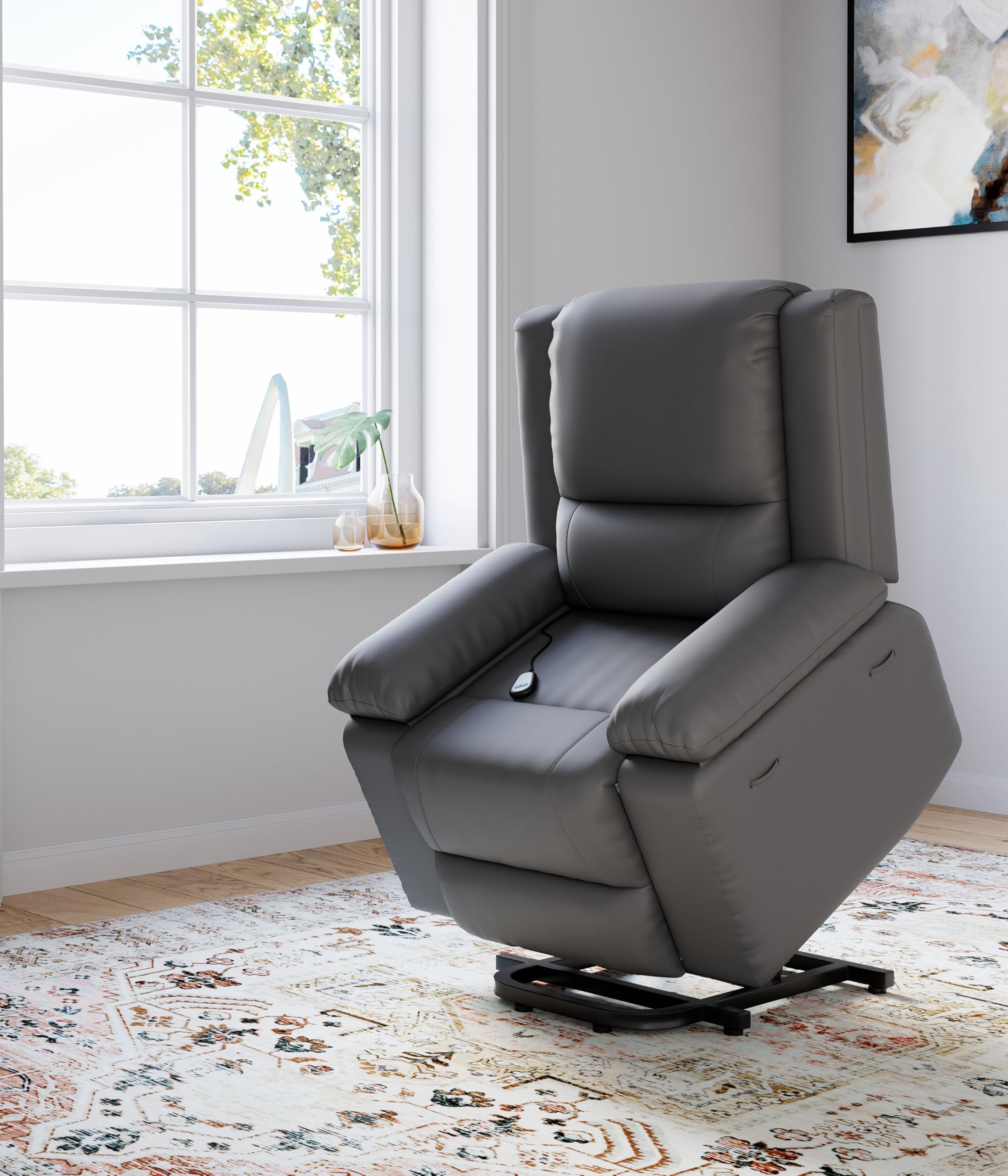 Towallmark Massage Chair Full Body,Leather Power Lift Recliner w/Massage and Heat for Elderly, Recliner Chairs with Pockets for Living Room