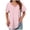 Pink, variant on TOWMUS Womens T Shirts V Neck Short Sleeve Casual Tops Loose Fit Basic Tees With Curved Hem