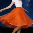 thumbnail image 5 of Ygbgbb Women’s Fluffy Tulle Skirts Flowy High Waist A-Line Skirt Pleated Mesh Skirts Lightweight Summer Casual Skirt for Party & Daily Wear Orange Free Size, 5 of 6