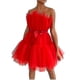 thumbnail image 2 of Vestido de tul para mujer, vestido corto sin mangas, vestido de fiesta sin tirantes de princesa de malla sólida_x, 2 of 2