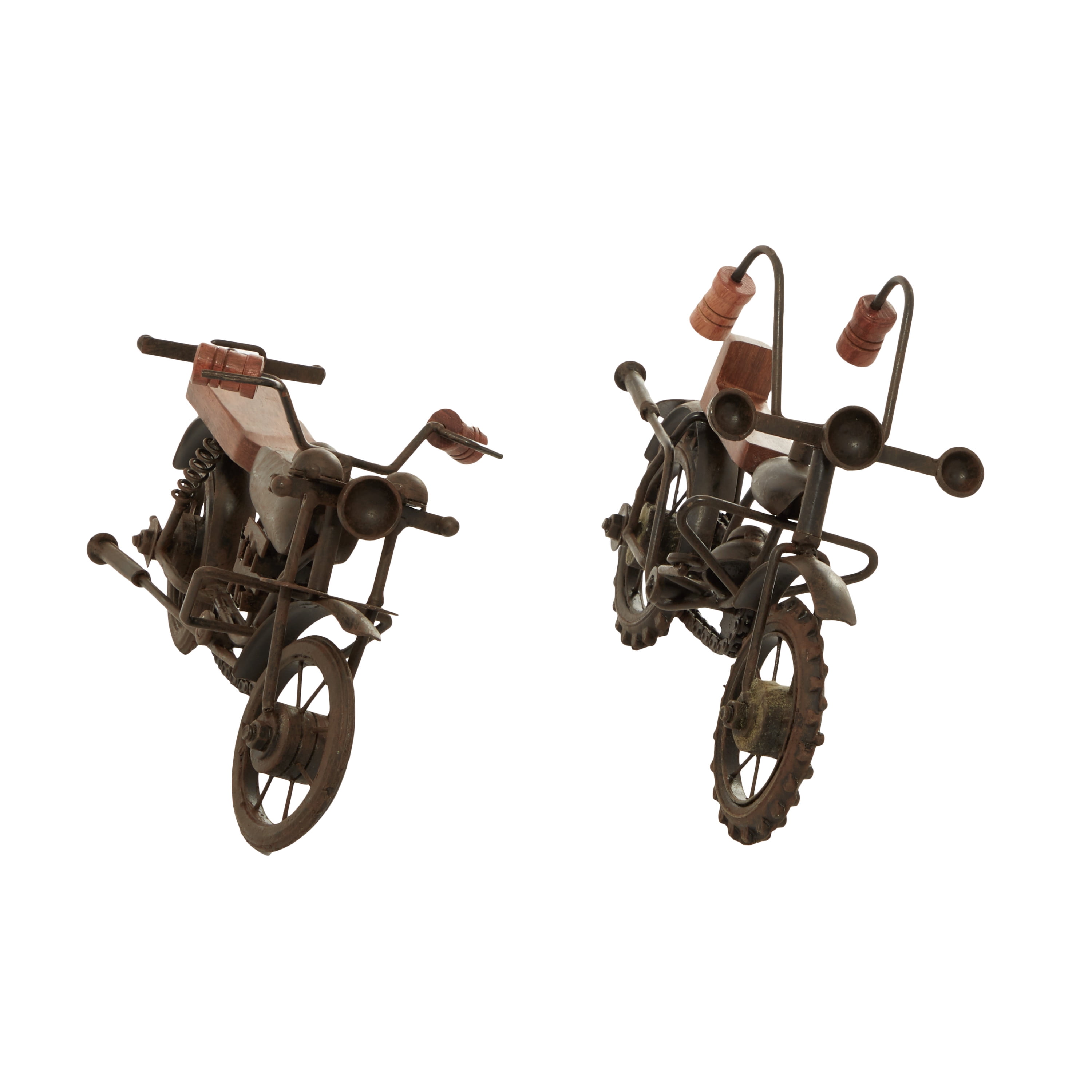 12"W, 7"H Brown Metal Motorcycle Sculpture, by DecMode (2 Count)
