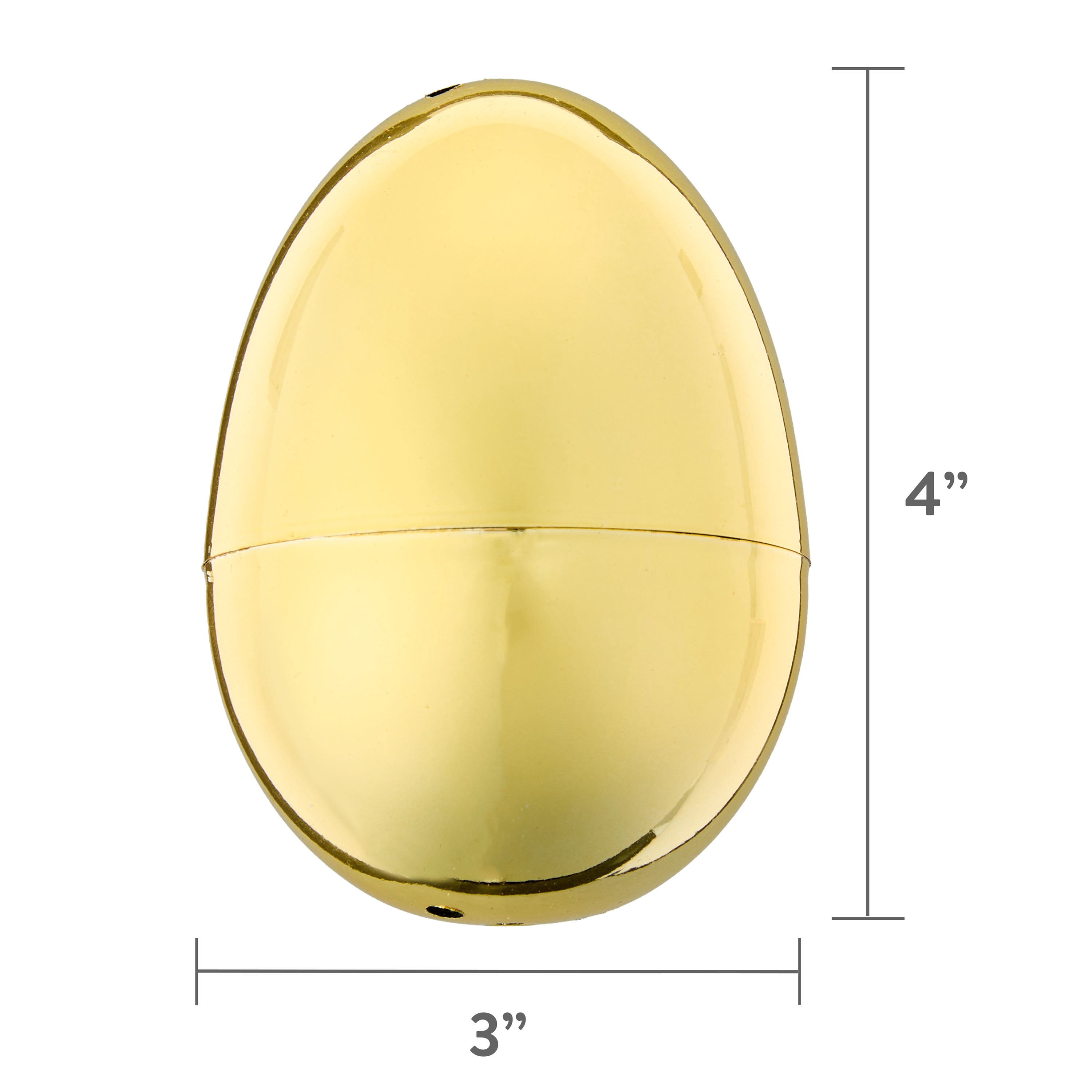 Way To Celebrate Fillable Easter Eggs, Metallic Gold, 4 in, 4 Count
