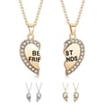 thumbnail image 1 of 2 Pcs par Ensemble Pendentif Gravé Cœur Strass Meilleures Amies Collier d'Amitié, 1 of 2