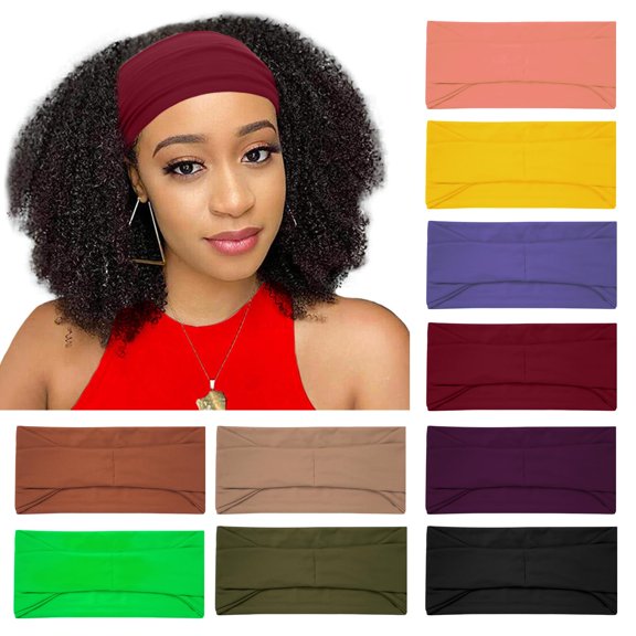 10 Pack Yoga Workout Headbands for Women, Wide Elastic Thick Head Bands Turban Head Wrap for Hiking, Running