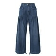 thumbnail image 6 of Mepaouo Women's Wide Leg Jeans High Waisted Plus Size Loose Fit Baggy Casual Denim Pants(Blue,M), 6 of 9