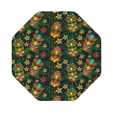

Salouo Mask Tropical Flower Print Round Coaster Drink Coasters Leather Bar Beer Beverage Coasters for Drinks Set of 4 for Tabletop Protection Coffee Table Decor
