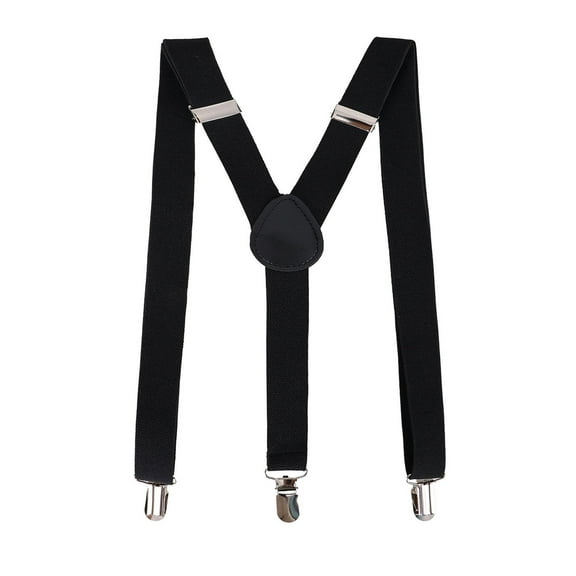 Unisex Y-Back Clip-On Adjustable Elastic Suspenders, Black