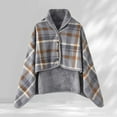 thumbnail image 2 of BWASD Womens Shawl Wraps Casual Open Front Cardigan Double Layer Plush Lined Poncho Cape Plaid Blanket Home Fashion Outdoor Work Outfit, 2 of 4