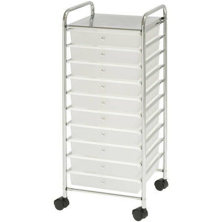 Seville Classics Large 10-Drawer Organizer Cart, Frosted White