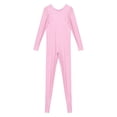 thumbnail image 7 of YONGHS Men's Shiny Glossy Long Sleeve Unitard Full Bodysuit Leotard Jumpsuit Halloween Zentai Pink XL, 7 of 7