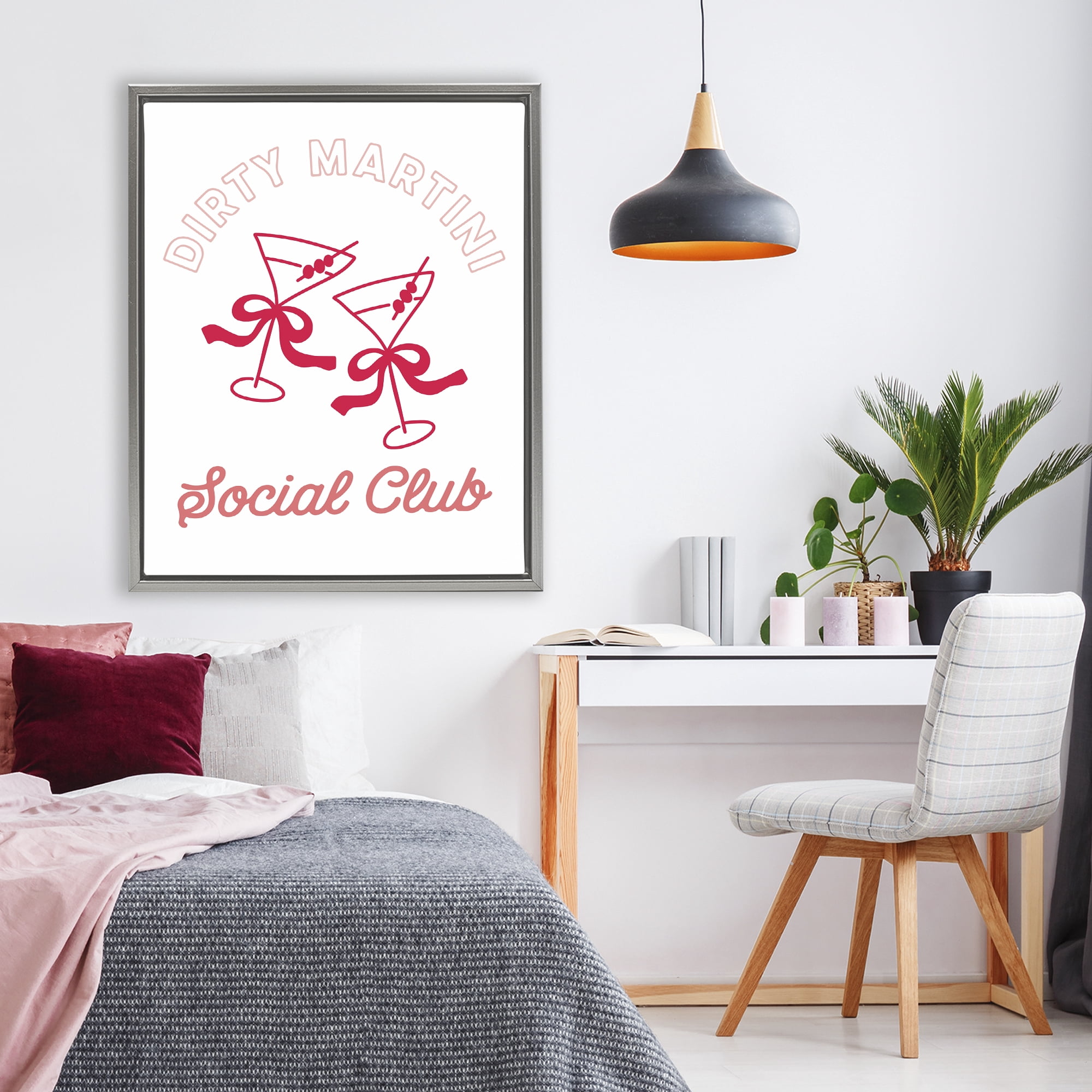 Stupell Industries Pink Martini Social Club Gray Framed Floater Canvas Wall Art, design by Lettered and Lined