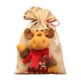 thumbnail image 2 of Christmas Gift Bag, Linen Gift Bag, Three-Dimensional Santa Snowman Reindeer Holiday Candy Bags, Cloth Multicolor 20x30cm Festive Present Packaging, 2 of 7