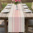 thumbnail image 4 of Pink Stripes Table Runner 70 Inches, Geometric Vintage Country Modern Bed Runner Dresser Scarves Tabletop for Indoor Outdoor Parties/Ceremony/Banquet, 13" x 70", 4 of 9