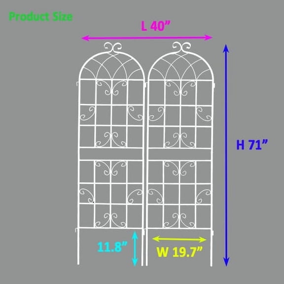 Hi-GARDEN, 1-YEAR-WARRANTY, 71"(H)*19.7"(W), 2 Pack of Metal Garden Trellis, Rustproof Trellis for Climbing Plants Outdoor Flower Support(Cream White)