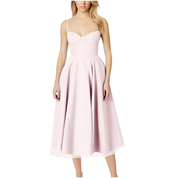 Womens Elegant Spaghetti Straps Satin Dresses Sleeveless Corset Party Dress A Line Flowy Low Cut Prom Dresses