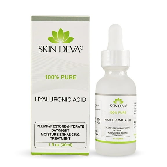 Skin Deva Hyaluronic Acid Facial Serum - 100% Pure Hydrating & Plumping Skincare for All Skin Types, 1 fl oz