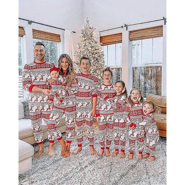Parent-child Christmas Pajamas Two-piece Set Tops Pants Family Pyjamas