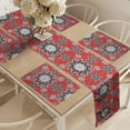 thumbnail image 2 of Ambesonne Mandala Table Runner & Placemats, Lace Seem Floral Swirls, Placemat 4 pcs + Runner 14"x90", Scarlet White, 2 of 2