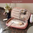 thumbnail image 4 of Double Layer Cosmetic Bag, Travel Makeup Bag Portable Leather Toiletry Bag, 4 of 5