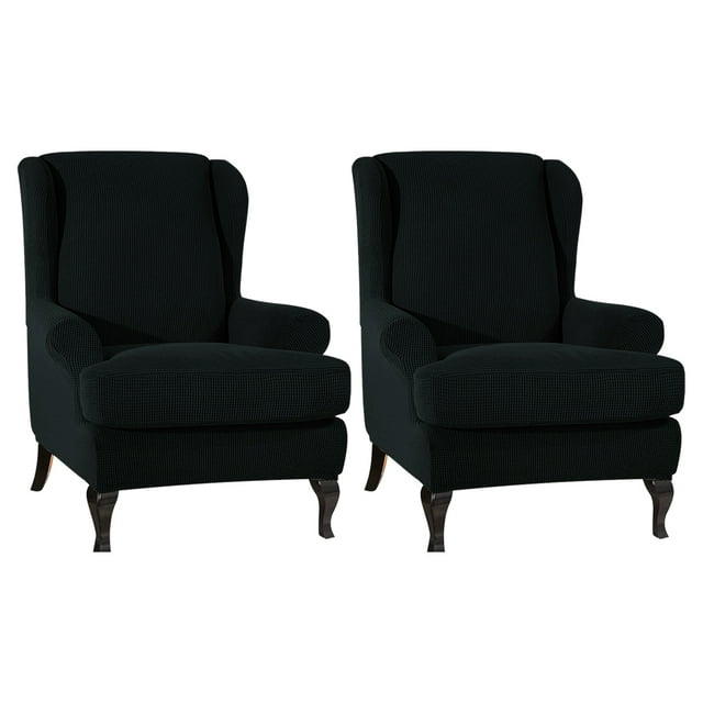 Decodeary 2pcs/set Soft Comfortable Cushion Cover Seating Experience Effective Protection black