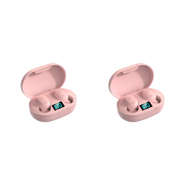 Cateissary Auriculares compatibles con Bluetooth Inalámbricos a prueba de agua Auriculares intrauditivos Música Manos libres Llamada Auricular Rosa 2Conjunto