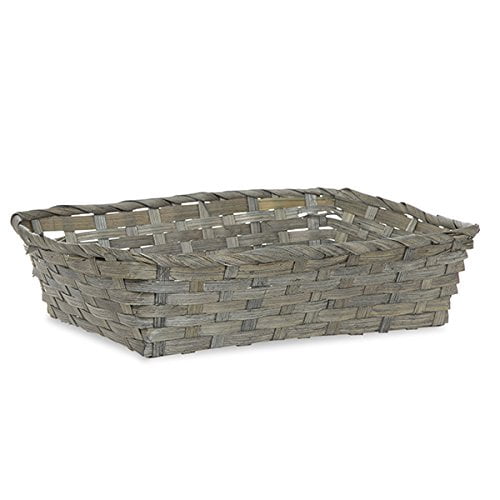 12 Pack Premium Handmade 12" x 9" Antique Grey Bamboo Rectangular Storage Baskets – Countertop Artisan Organizer for Kitchen Pantry, Bathroom Vanity, Entryway Catch-All by The Lucky Clover Trading