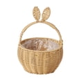 thumbnail image 3 of Cesta tejida con orejas de conejo, decoración del hogar, organizador multiusos, cesta de picnic, de mano de conejo para , recuerdos de fiesta, Beige, 3 of 8