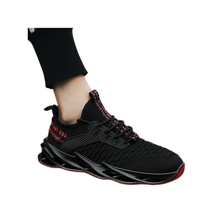 

Rotosw Mens Sneakers Comfort Casual Shoes Blade Sole Running Shoe Fashion Breathable Athletic Sneaker Gym Slip Resistant Trainers Black Red 8