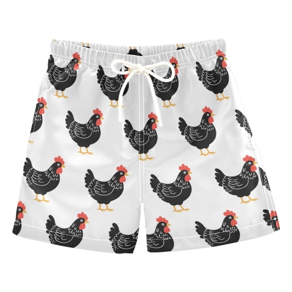 Boys' Swim Trunks Kids Beach Shorts Quick Dry Board Shorts Black Hen Pattern 2T