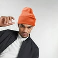 thumbnail image 3 of Daily Knited Plain Beanie - Stay Warm Stylish Stretchy Soft Beanie Hats for Men and Women, 12 inch, Heather Orange, 3 of 7