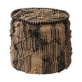 thumbnail image 5 of Mercana Riley Tan Jute Popcorn Stich Cylindrical Wool Pouf, 5 of 9