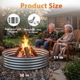 thumbnail image 4 of MATSKY 36" Round Galvanized Fire Pit Ring, 3ft Heavy Duty Steel Outside Wood Burning Burn Pit for Backyard and Camping, Silver, 4 of 8