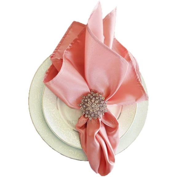 Wedding Linens Inc. (10pcs) 20'' x 20" Heavy Duty Satin Table Napkins Napkin for wedding Party Decorations Events - Rose