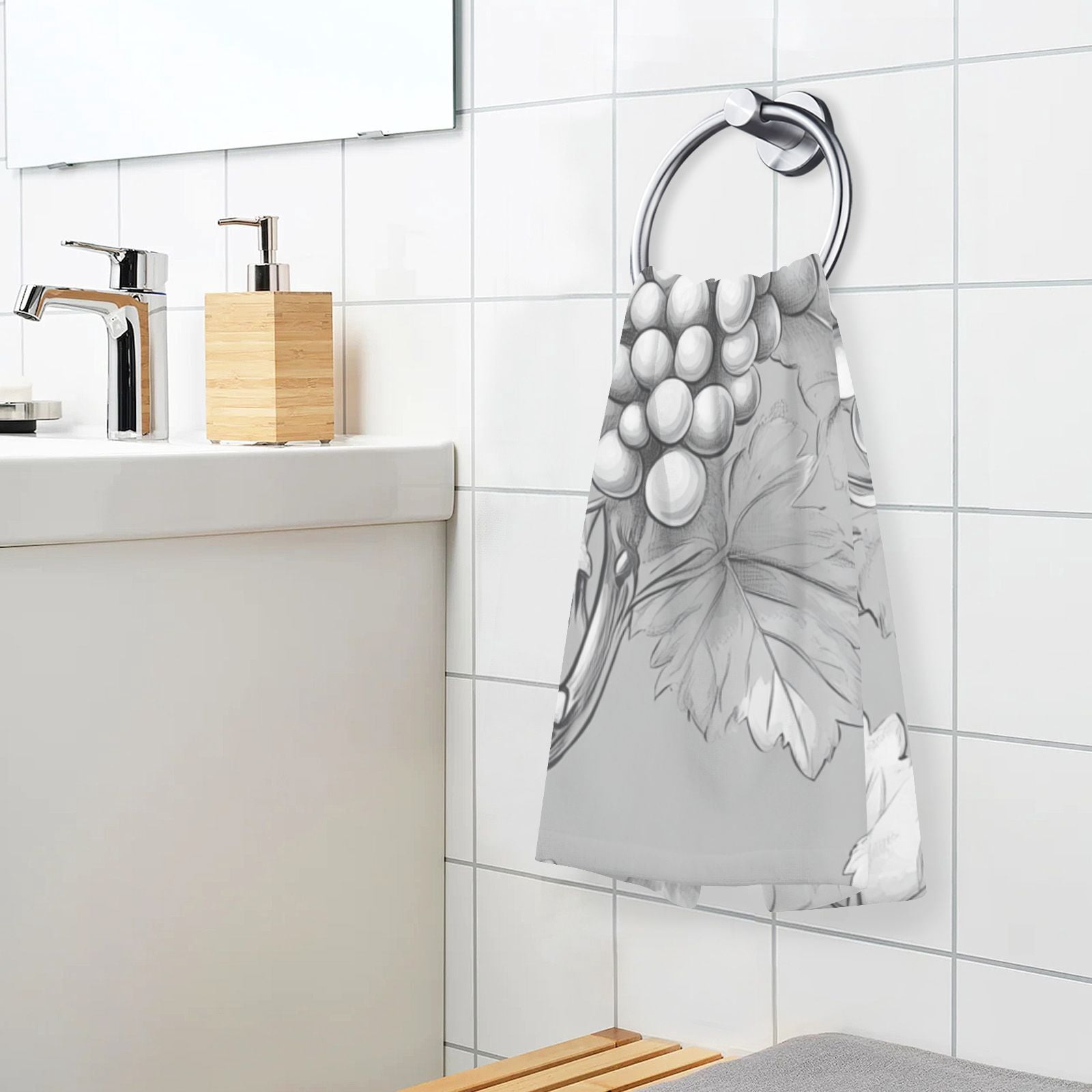 Gray Grapes Leaves Hand Towels Cotton Bath Towels Large Face Towels Absorbent for Bathroom 2 Packs