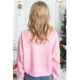 thumbnail image 3 of Cozy and Colorful Waffle Knit Sweater - Pink Merry & Bright Letter Design - [ZhiHiMeRi] | (US 12-14)L, 3 of 6