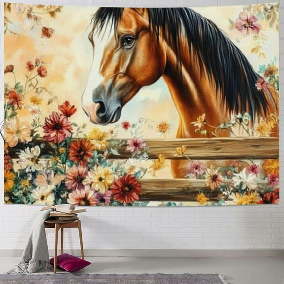 Patifu Kids Horse Tapestry for Living Room Galloping Horse Wall Blanket Wild Animal Wall Hanging Boys Girls West Teens Wall Art Bedroom Decor 40x30inch
