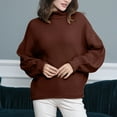 thumbnail image 2 of Herrnalise Women's 2024 Turtleneck Batwing Sleeve Loose Oversized Knitted Pullover Sweater Jumper Tops Brown,M, 2 of 5