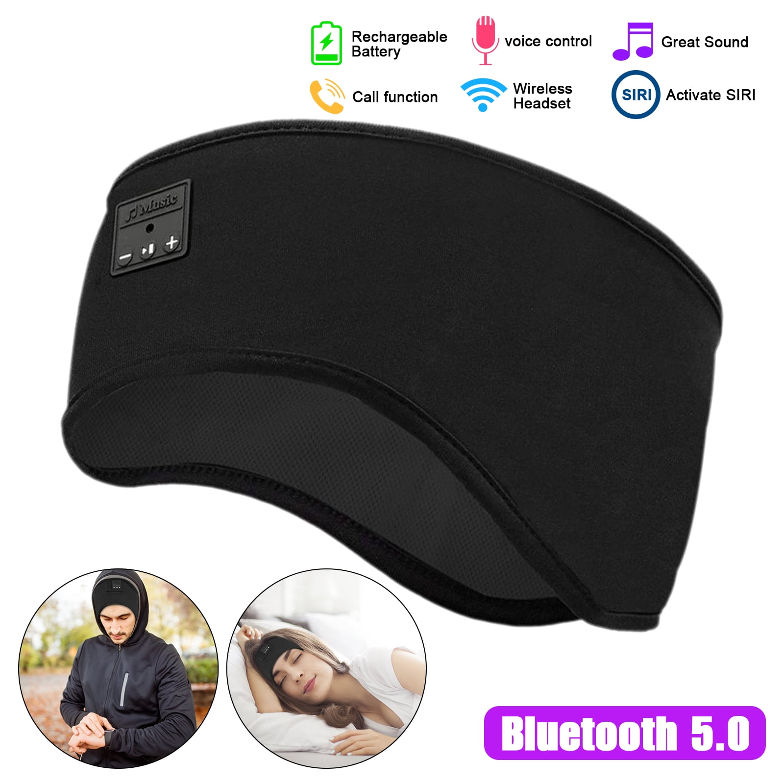 TSV Bluetooth Sleep Headphones Eye Mask, V5.0 Wireless Sports Headband