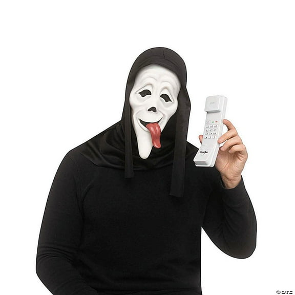 Scary Movie WASSUP! Ghostface Mask & Retro Phone Accessory Kit  Lightweight Plastic with Sound Effects, One Size Adult Costume Prop